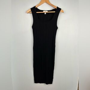 Magaschoni Black Ribbed Knit Sleeveless Scoop Neck Dress Sz L